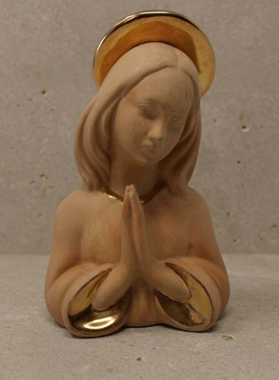 Rare Vintage Carbet Italy Praying Madonna Signed Bisque & Gold Model #627